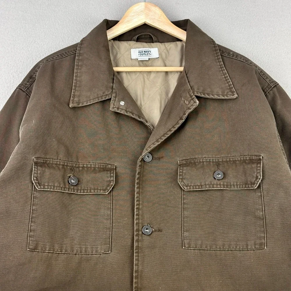 Vintage Old Navy Barn Jacket Mens Large‎ Brown Canvas Workwear Y2K Oversized